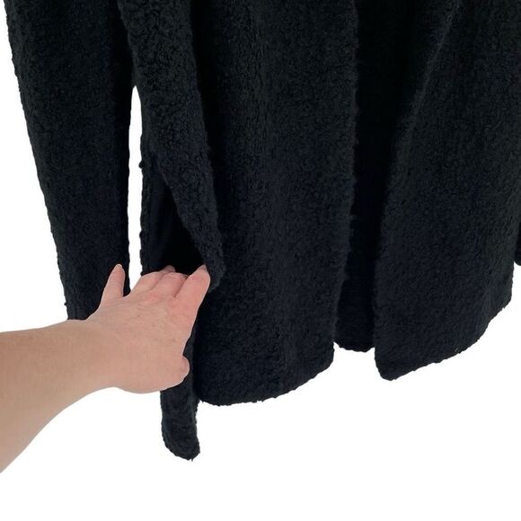 Joie Solome Fuzzy Teddy Wool Blend Shawl Collar Cardigan Sweater Black Medium - Picture 3 of 6